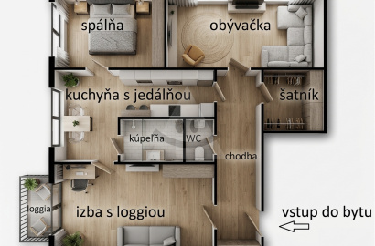 Priestranný 3-izbový byt s loggiou,  Širšie centrum, Martin